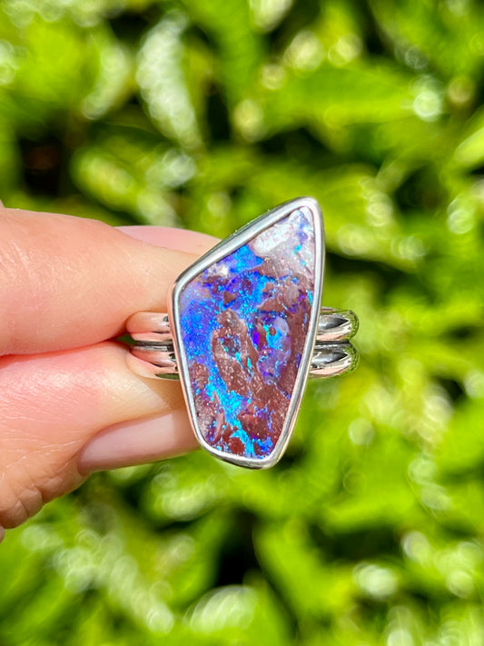 Coastline at night… Boulder opal ring