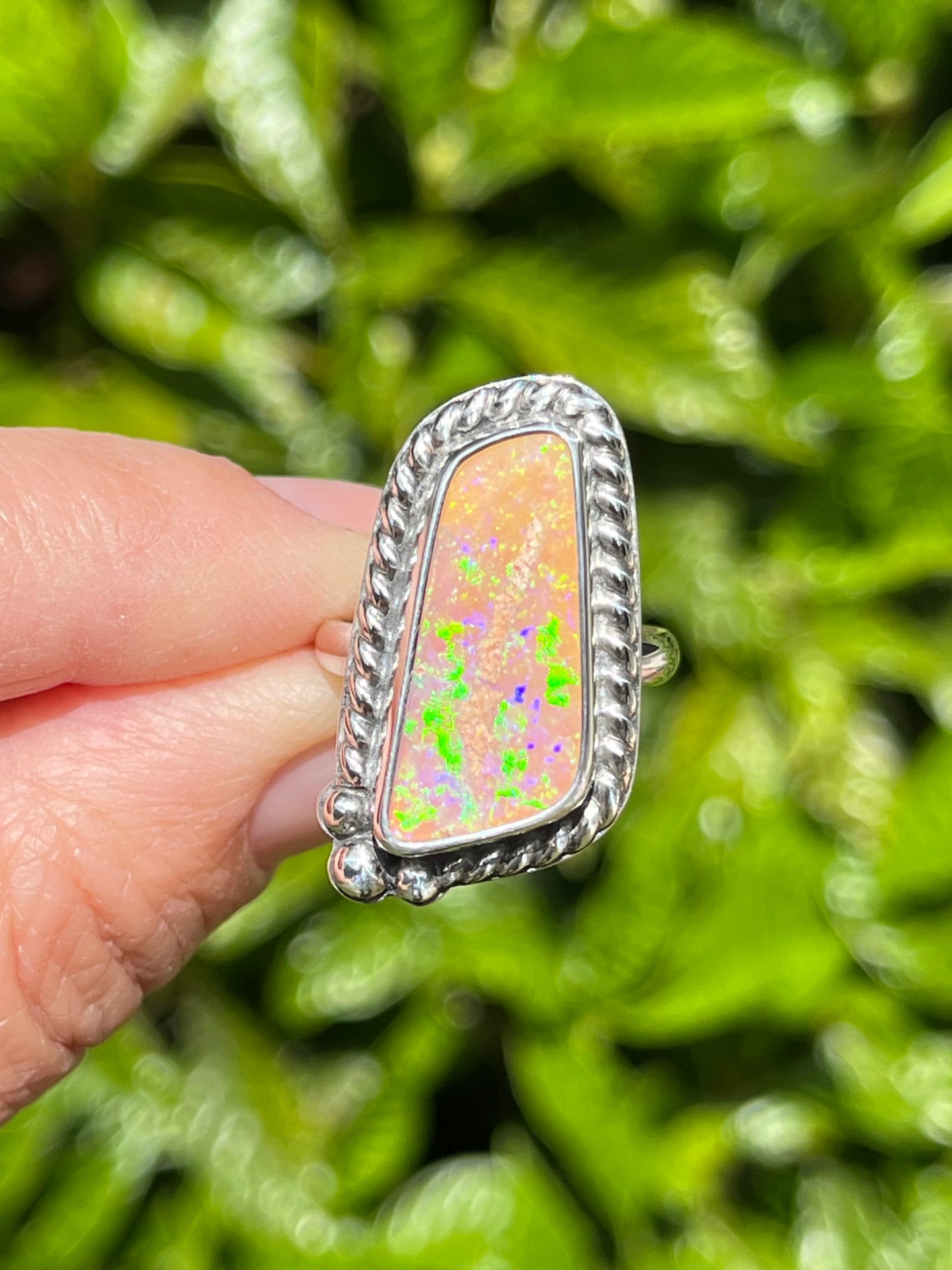 Peaches n’ cream pipe opal ring