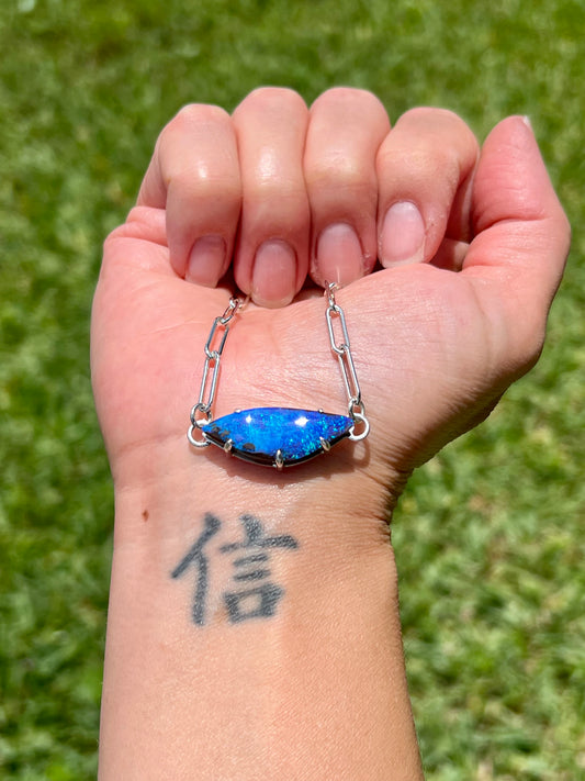 Stunning Blue Boulder Paperclip Necklace