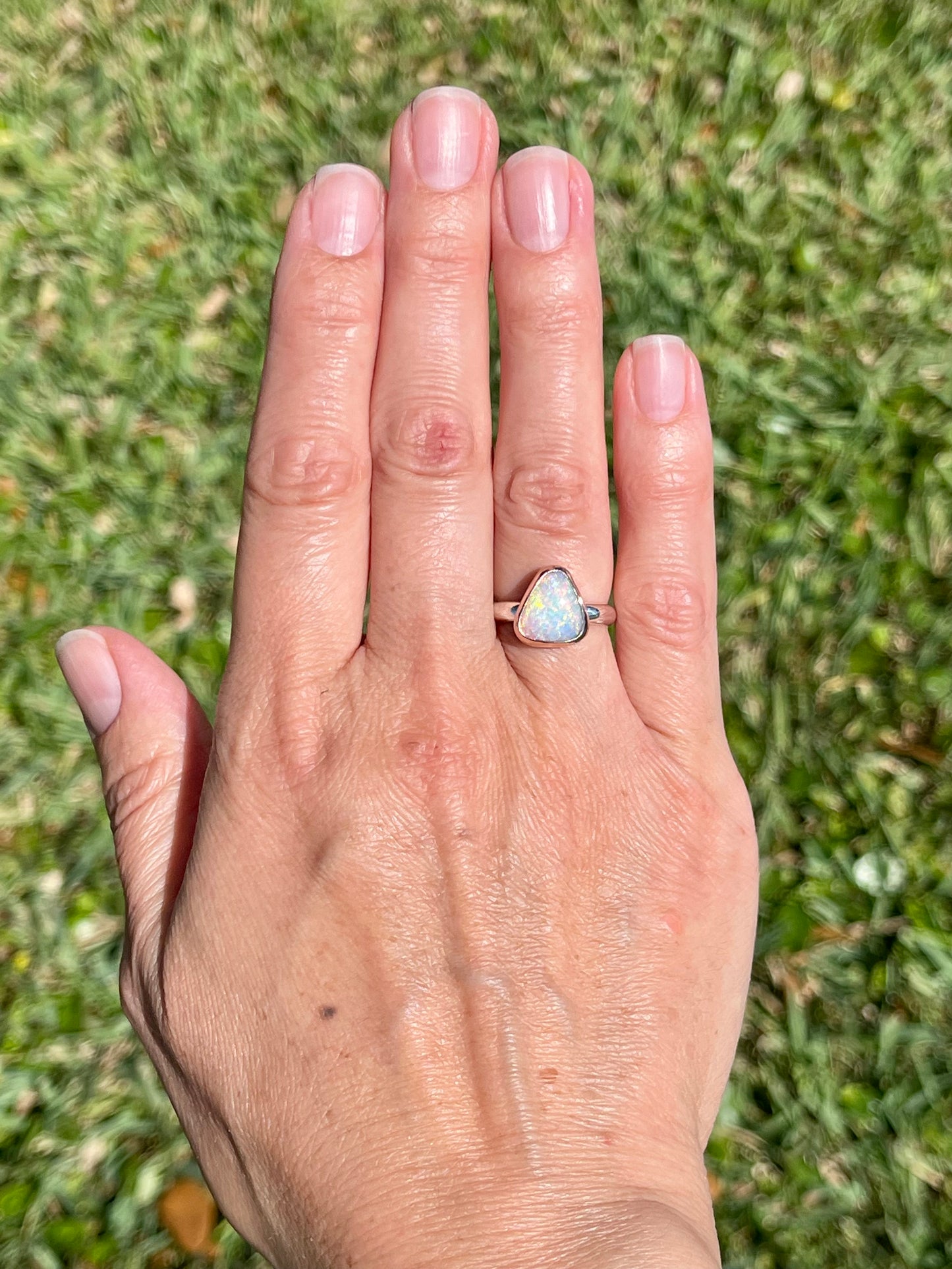 Chameleon Pipe Opal Ring Rose Gold & Silver